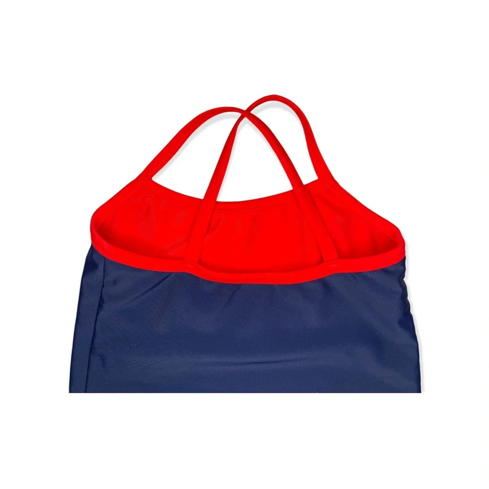 Primary Red & Navy Blue Cross Back Swim Tankini